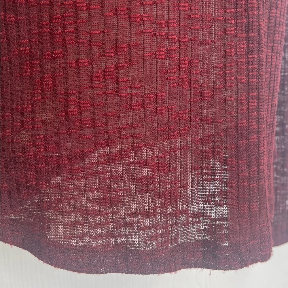 Free People - Aura Wine See Thru Crewneck Long Sleeve Layering Top Size Medium